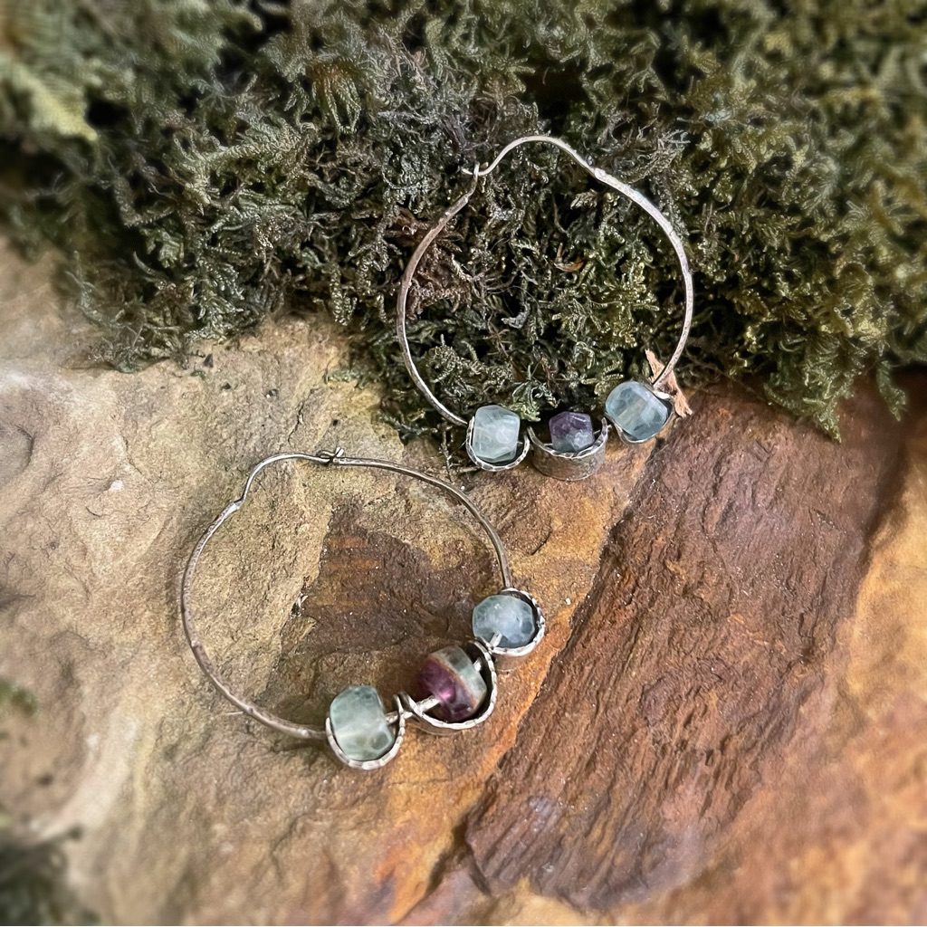 Rustic Fluorite Hoops